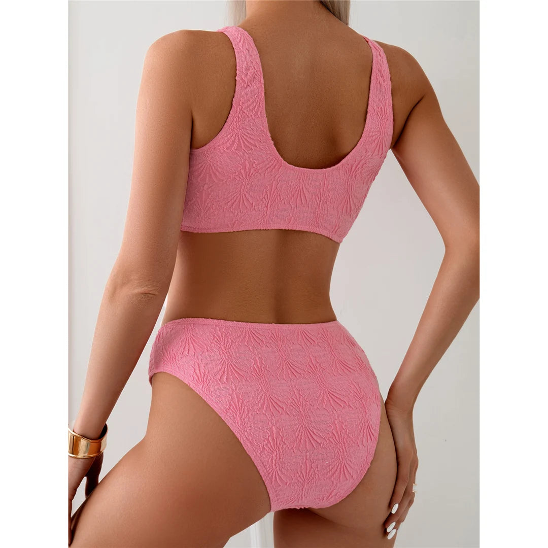 Geknittertes hochgeschnittenes Bikini-Set