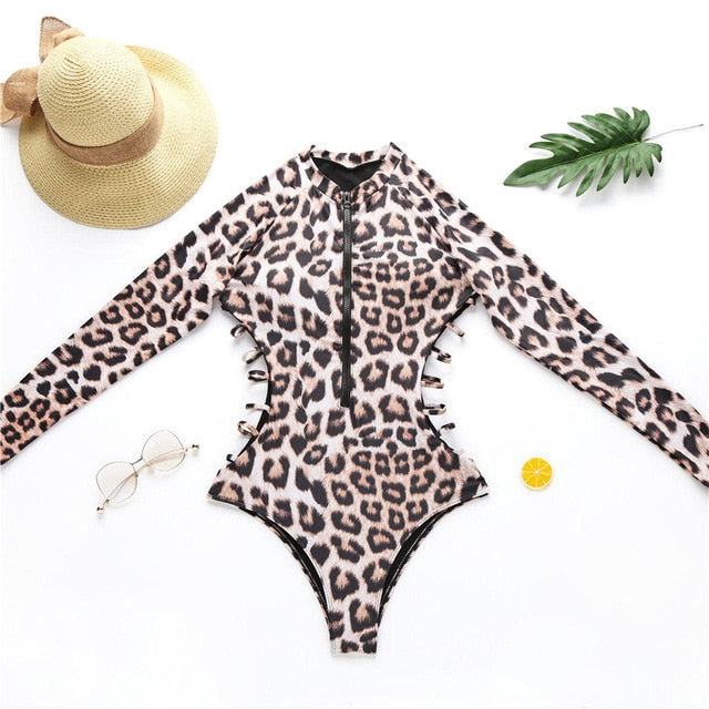 Costume da bagno intero a un pezzo con cerniera Cheetah