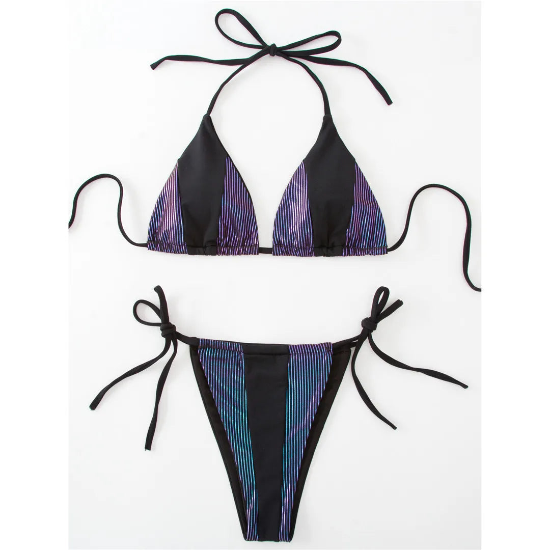 Splicing V Shaped High Leg Cut Thong Bikini Female Swimsuit Women Swimwear  Two-pieces Bikini set Bather Bathing Suit Swim V4541 - AliExpress