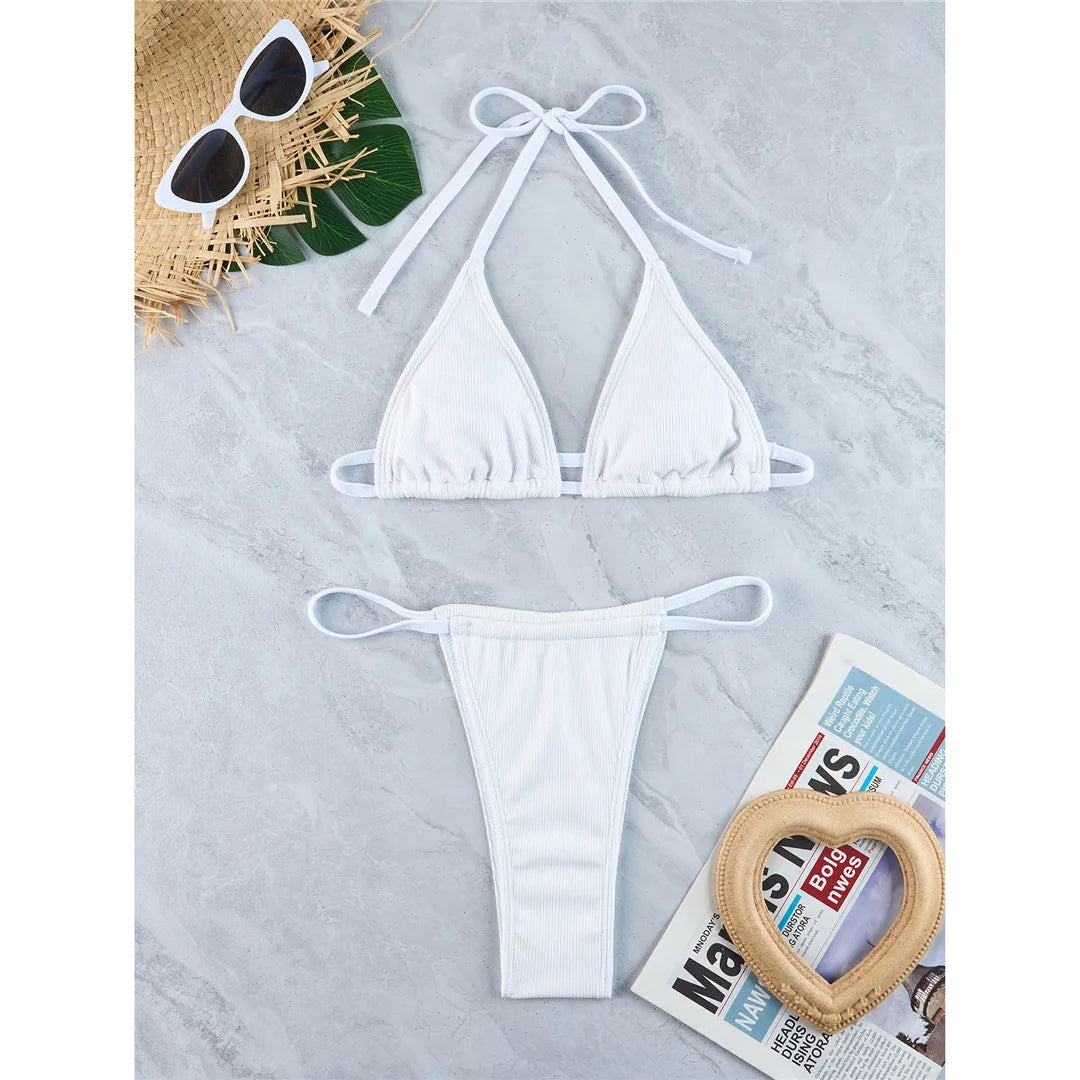 White Triangle Bikini Set