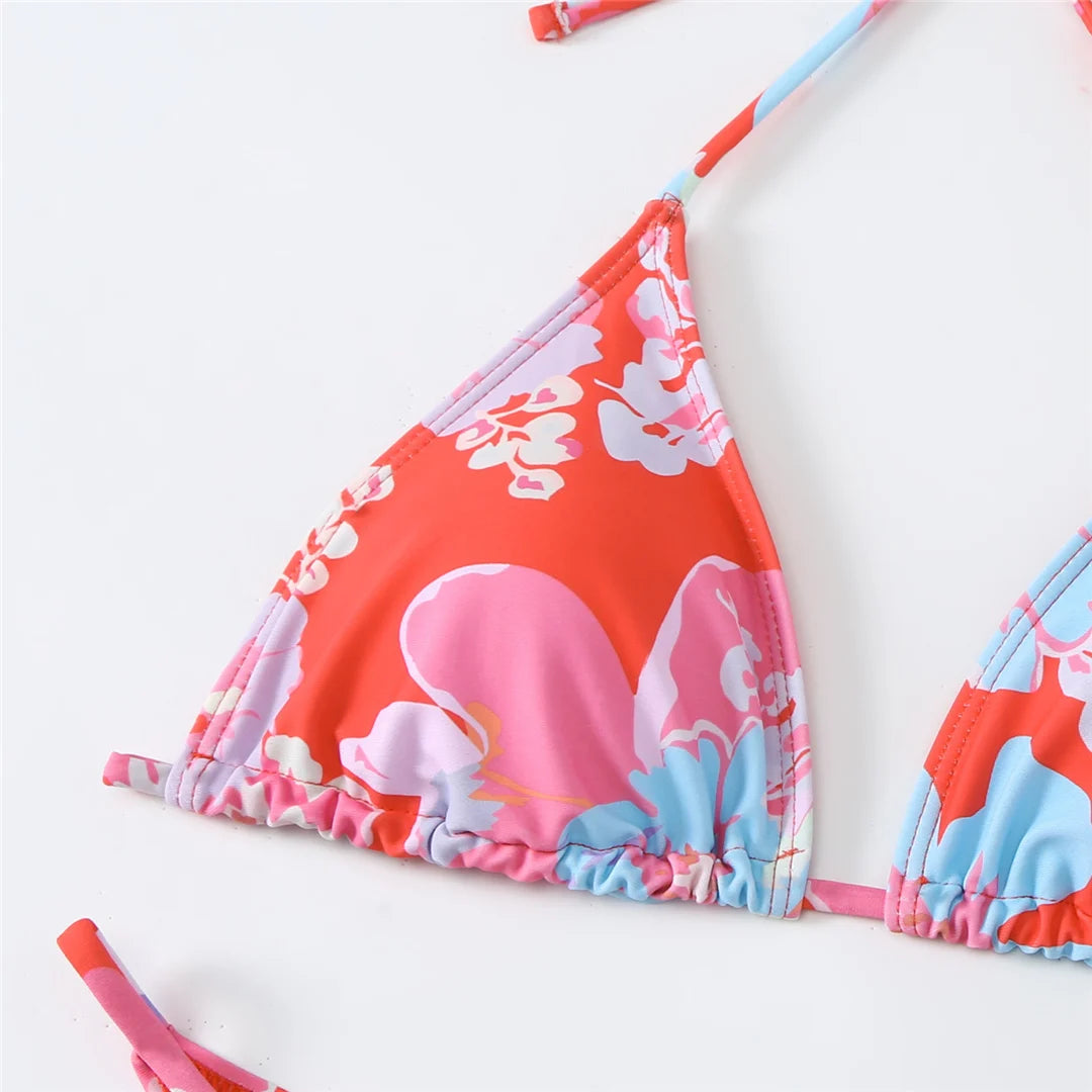 Floral Shorts Bikini Set - Playful and Feminine Swimwear in Multiple Colors  - CUVATI