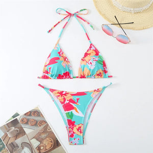 Floral Shorts Bikini Set - Playful and Feminine Swimwear in Multiple Colors  - CUVATI