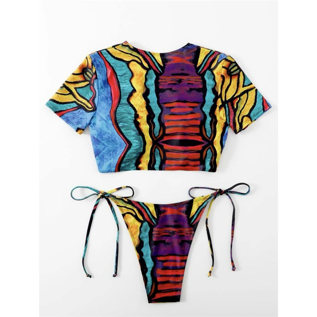 Picasso Three-Piece Bikini Set - CUVATI