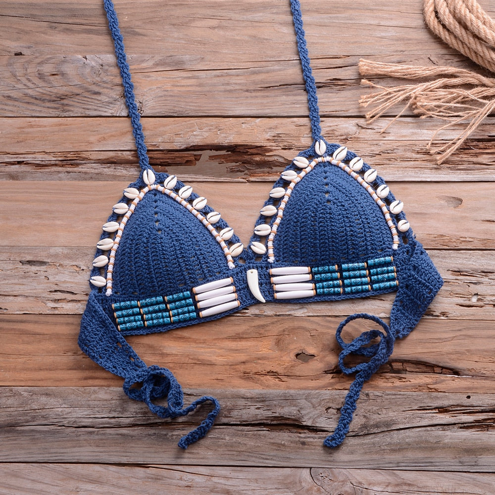 Handmade Crochet Seashell Bikini Top - CUVATI
