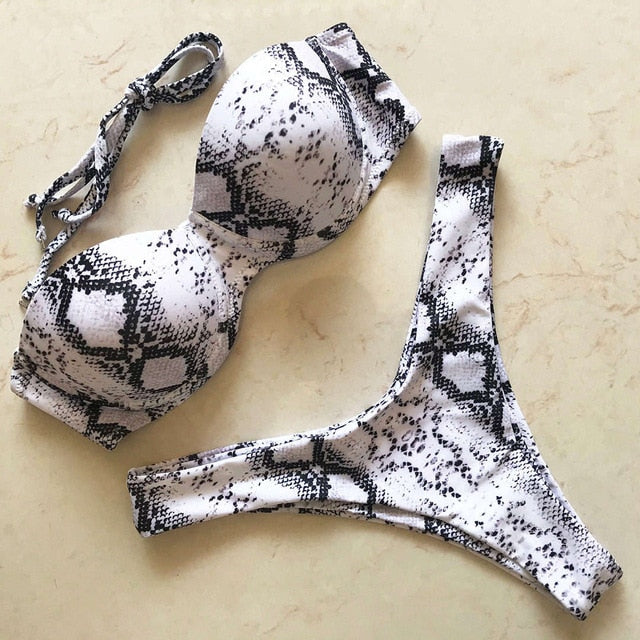 Sexy Lace Push Up Bra Bikini Set Triangle Swimwear For Women Black