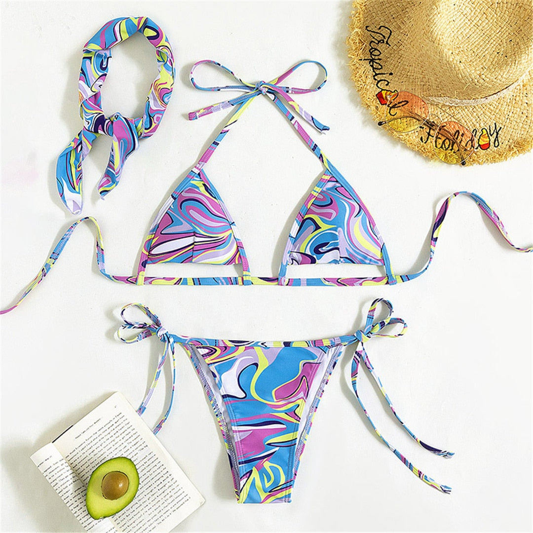 Picasso Three-Piece Bikini Set - CUVATI