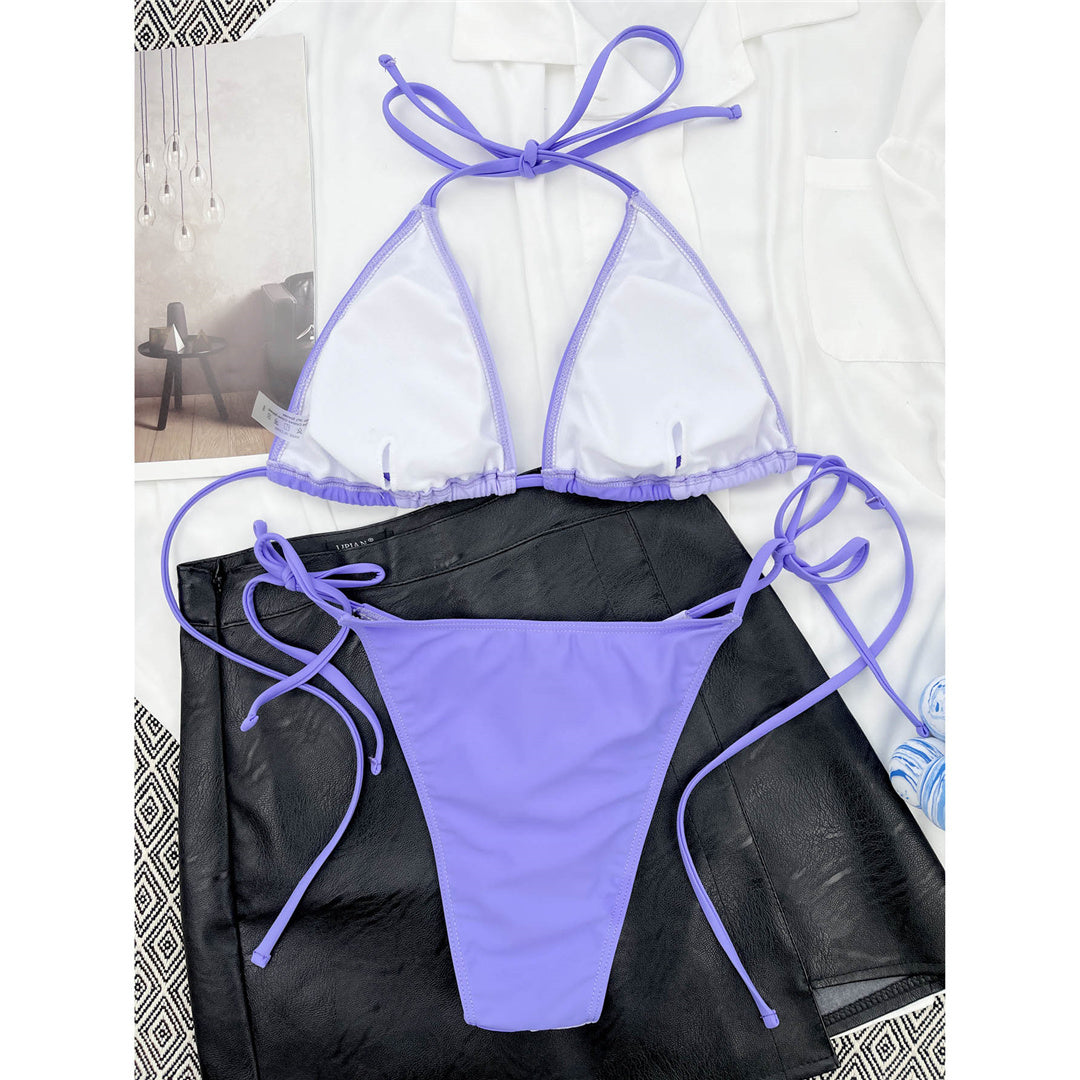 Purple Splicing Brazilian Bikini - CUVATI